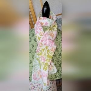 FORD Lightweight Pink & Green Patterned Scarf